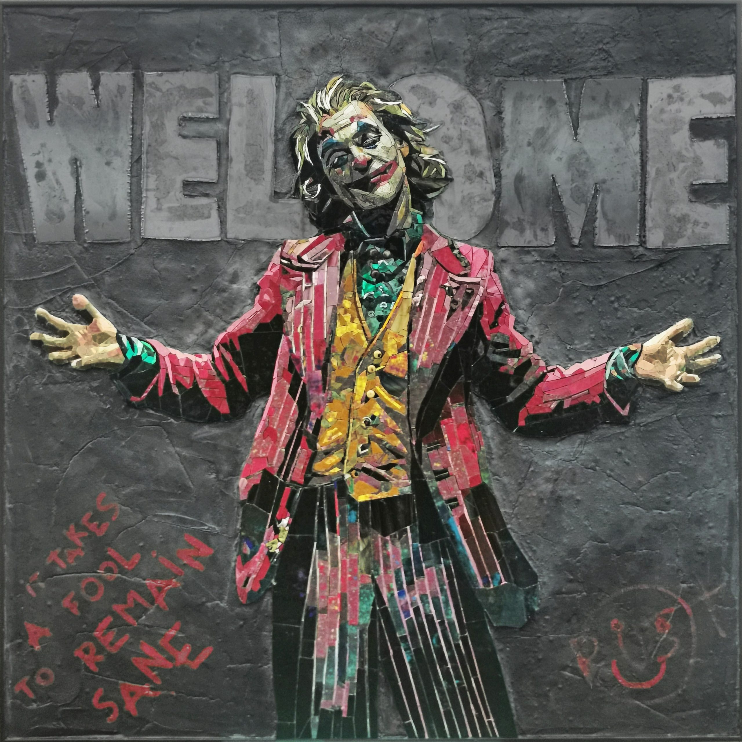 0_ Emanuele Sari, Come, come, whoever you are., 2025 Glass, Venetian enamels, iron sheet, cement adhesive 132 x 132 cm., courtesy of Cris Contini Contemporary