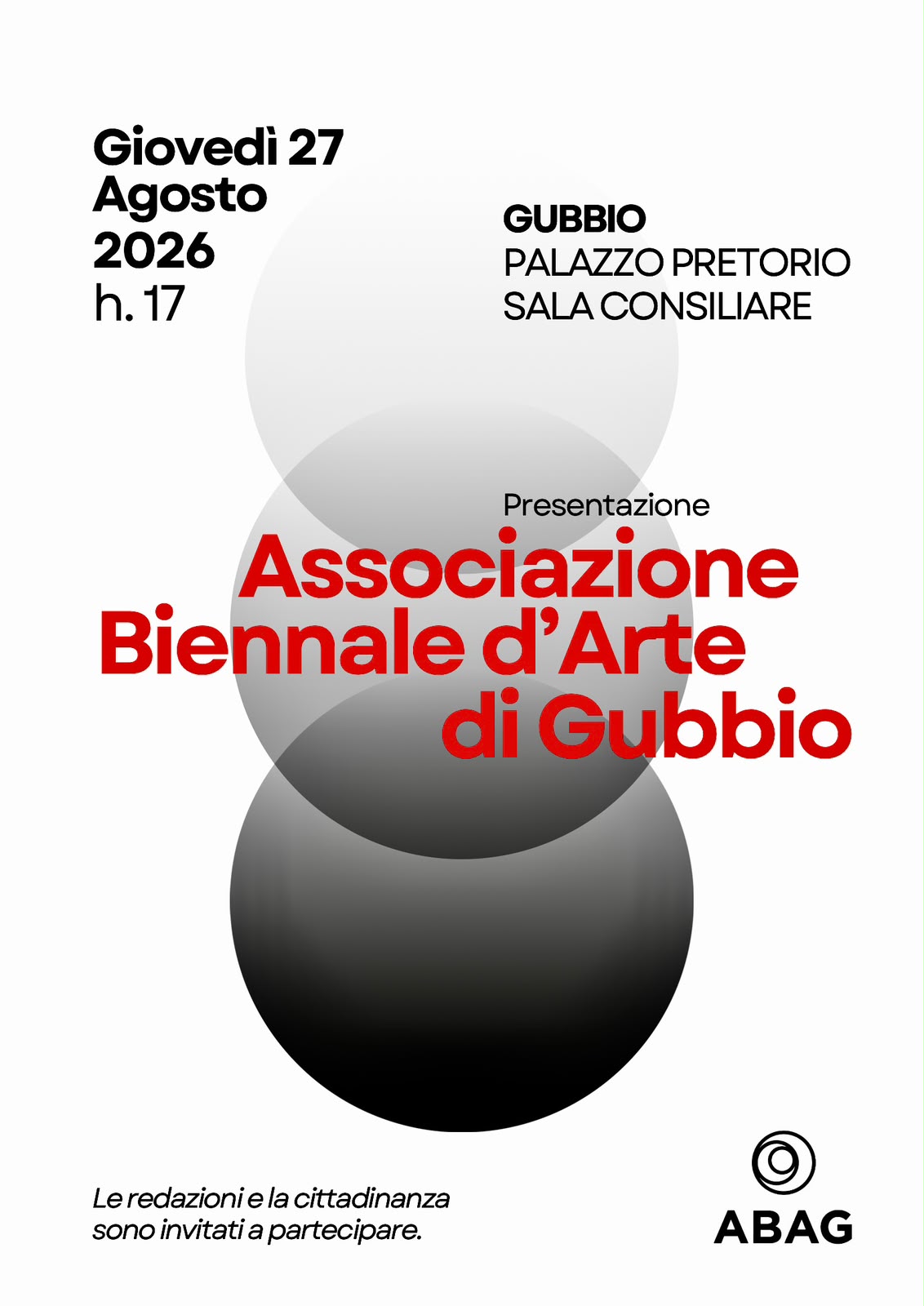 Invito presentazione Associazione Biennale d'Arte di Gubbio ABAG