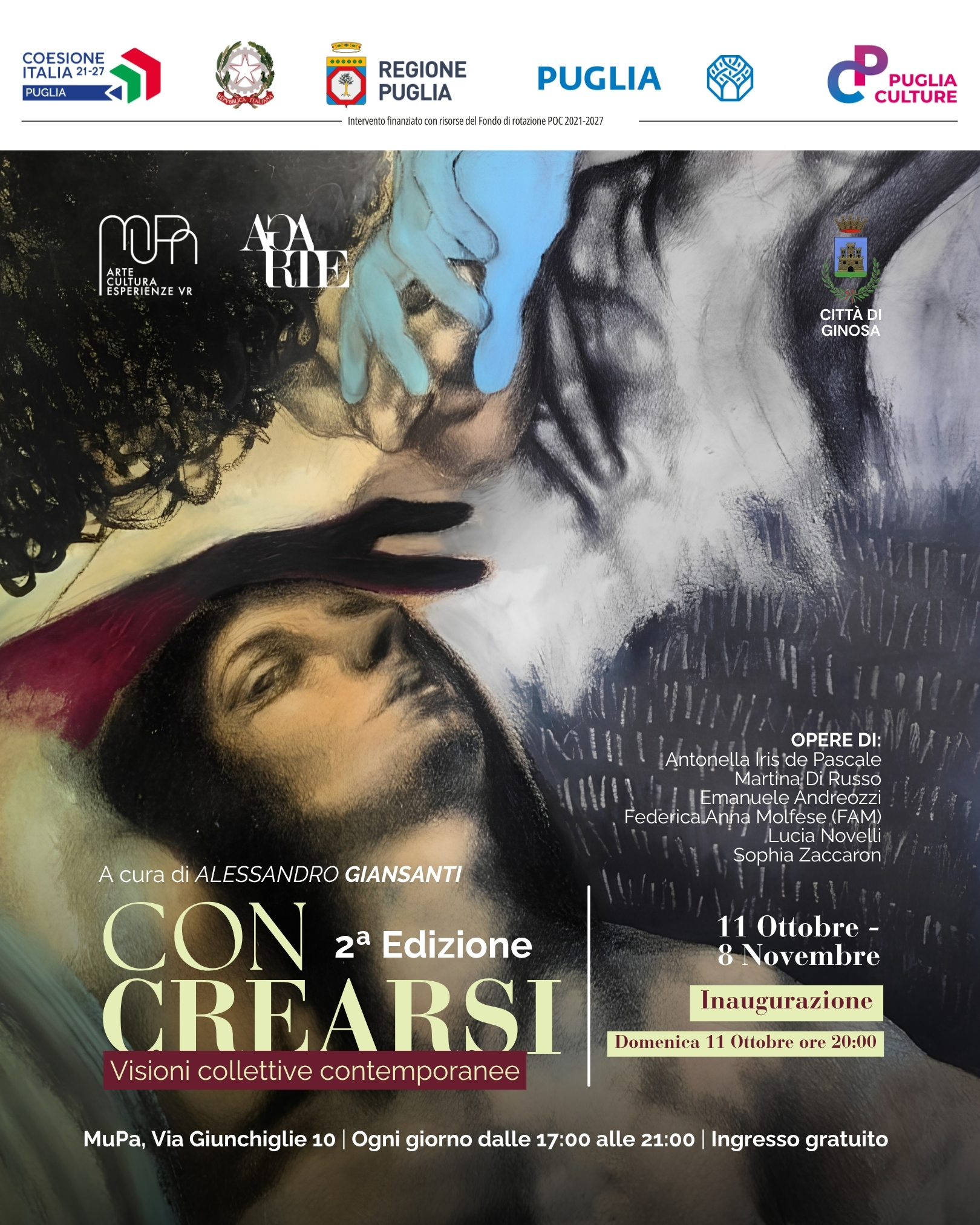 Locandina Concrearsi II Edizione, Mostra collettiva d'arte contemporanea Dall'11 ottobre all'8 novembre 2026 (MuPa Puglia)