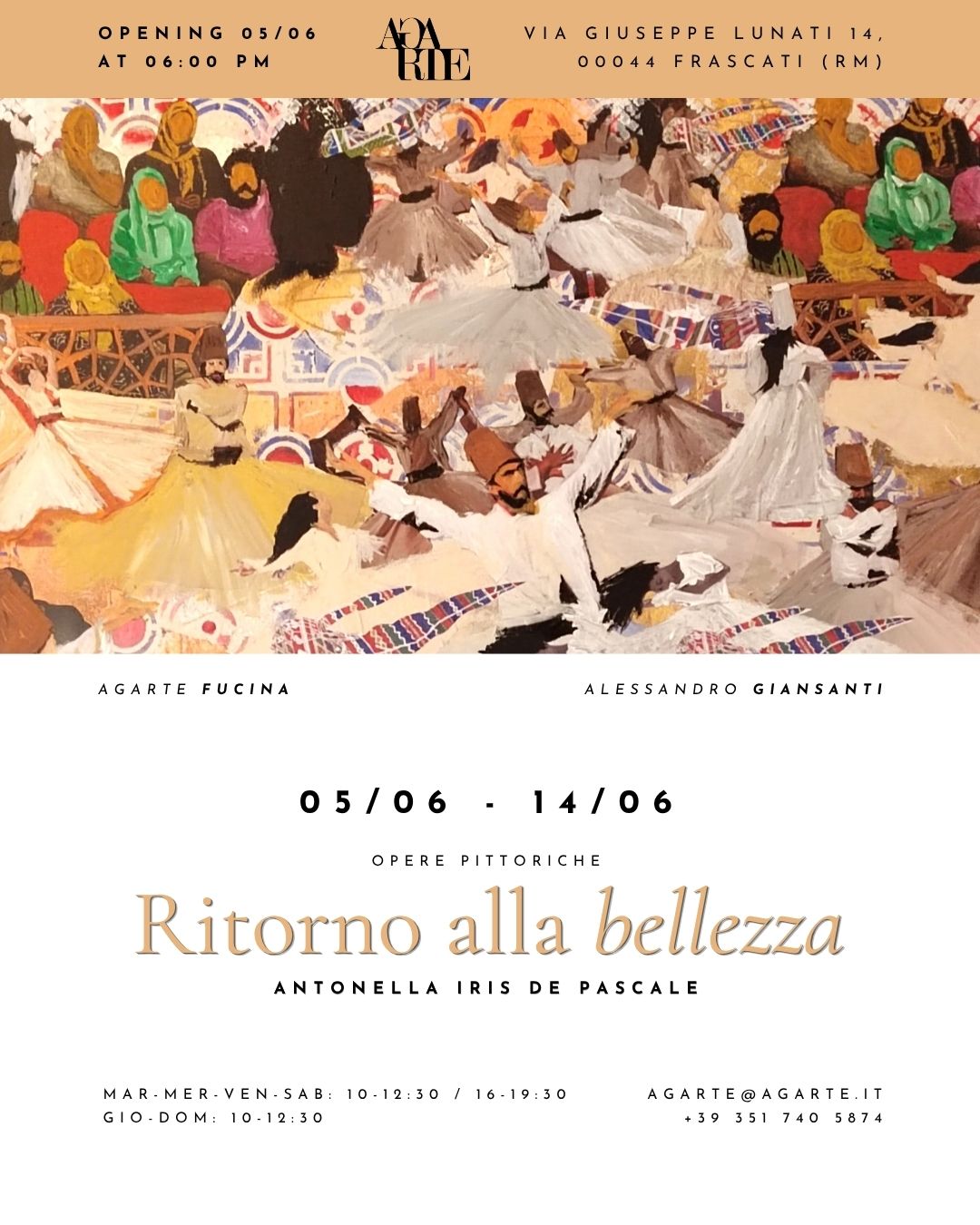 Locandina Ritorno alla bellezza, Opere pittoriche di Antonella Iris de Pascale (AGARTE) Dal 04 al 14 gennaio 2026