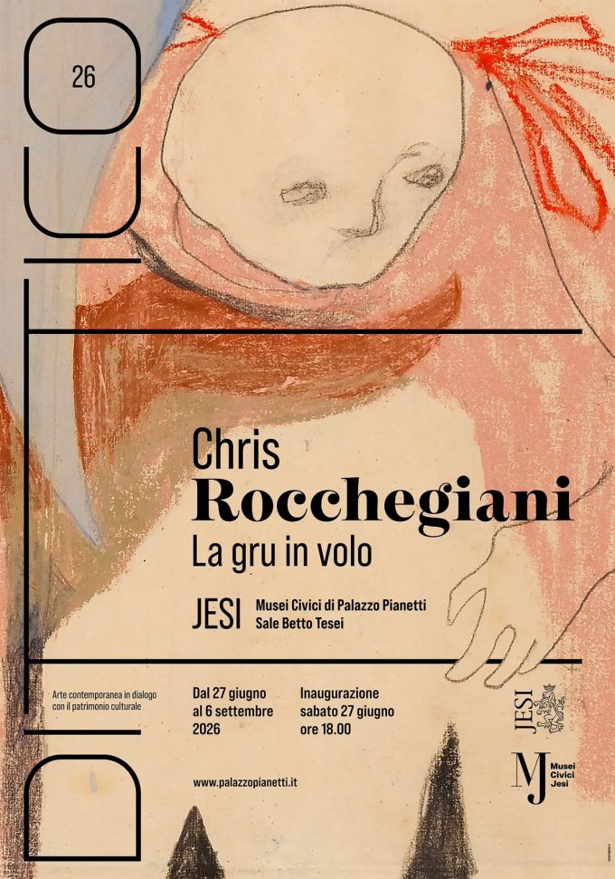 MANIFESTO mostra La gru in volo, Chris Rocchegiani