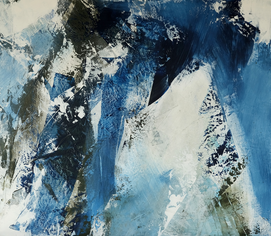 Mauro Bursi, Scalata, 2023, astratto in acrilico su tavola, 73x64 cm.