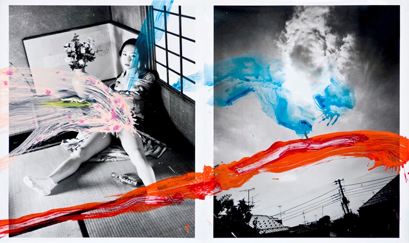 Nobuyoshi Araki, Untitled, 2007. Due parti, stampa fotografica biano e nero, acrilico, cm. 60,5 x 101,5